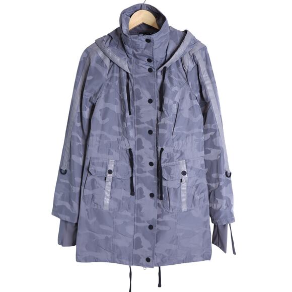 BLANC NOIR Hooded Water Resistance Anorak Jacket Gray Camo Women's M